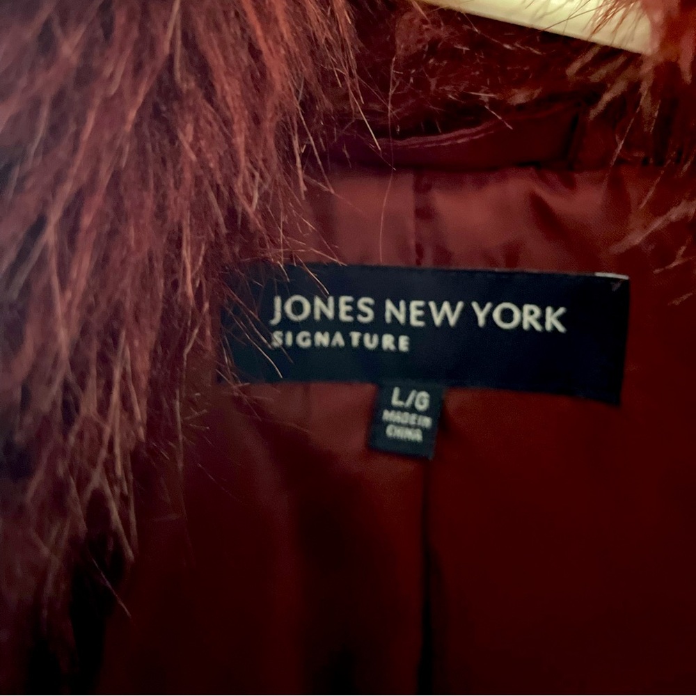 Faux Fur Vest, Burgundy, Size Large